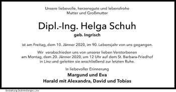 Traueranzeige von Helga Schuh von OÖNachrichten