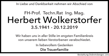 Traueranzeige von Herbert Wolkerstorfer von OÖNachrichten