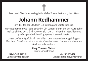 Traueranzeige von Johann Redhammer von OÖNachrichten