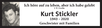 Traueranzeige von Kurt Stickler von OÖNachrichten
