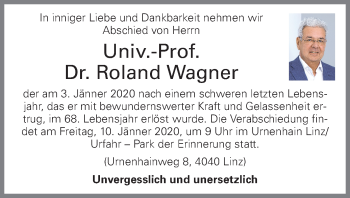 Traueranzeige von Roland Wagner von OÖNachrichten