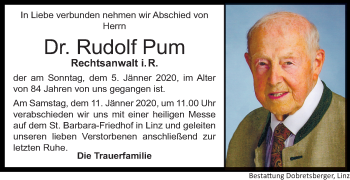 Traueranzeige von Rudolf Pum von OÖNachrichten