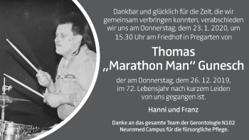 Traueranzeige von Thomas Gunesch von OÖNachrichten