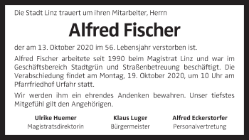 Traueranzeige von Alfred Fischer von OÖNachrichten