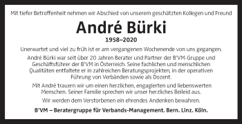 Traueranzeige von Andre Bürki von OÖNachrichten