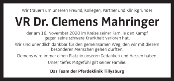 Traueranzeige von Clemens Mahringer von OÖNachrichten