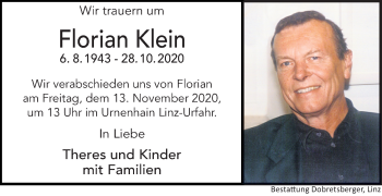 Traueranzeige von Florian Klein von OÖNachrichten