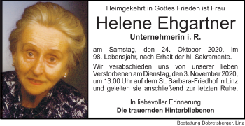 Traueranzeige von Helene Ehgartner von OÖNachrichten