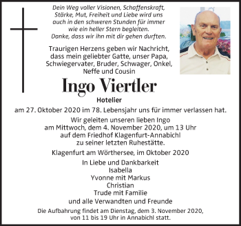 Traueranzeige von Ingo Viertler von OÖNachrichten