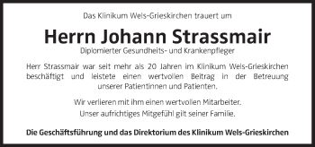 Traueranzeige von Johann Strassmair von OÖNachrichten