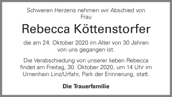 Traueranzeige von Rebecca Köttenstorfer von OÖNachrichten