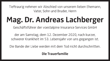 Traueranzeige von Andreas Lachberger von OÖNachrichten