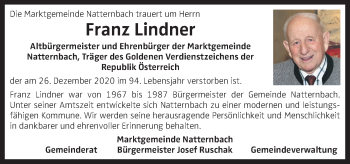 Traueranzeige von Franz Lindner von OÖNachrichten