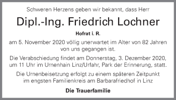Traueranzeige von Friedrich Lochner von OÖNachrichten