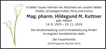Traueranzeige von Hildegund M. Kuttner von OÖNachrichten