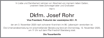 Traueranzeige von Josef Rohr von OÖNachrichten