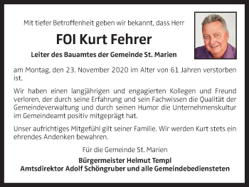 Traueranzeige von Kurt Fehrer von OÖNachrichten