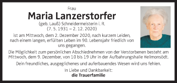 Traueranzeige von Maria Lanzerstorfer von OÖNachrichten