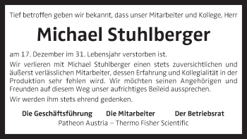 Traueranzeige von Michael Stuhlberger von OÖNachrichten