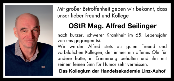 Traueranzeige von Alfred Seilinger von OÖNachrichten