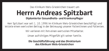 Traueranzeige von Andreas Spitzbart von OÖNachrichten