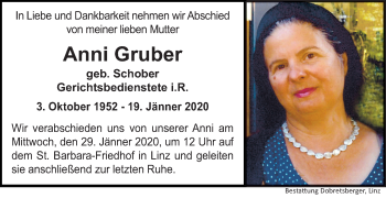 Traueranzeige von Anni Gruber von OÖNachrichten