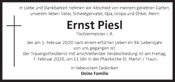 Traueranzeige von Ernst Piesl von OÖNachrichten