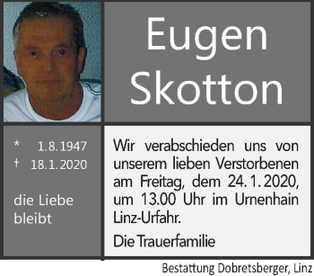 Traueranzeige von Eugen Skotton von OÖNachrichten