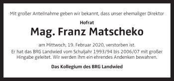 Traueranzeige von Franz Matscheko von OÖNachrichten