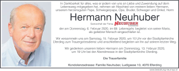Traueranzeige von Hermann Neuhuber von OÖNachrichten