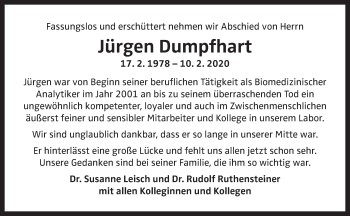 Traueranzeige von Jürgen Dumpfhart von OÖNachrichten
