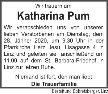 Traueranzeige von Katharina Pum von OÖNachrichten