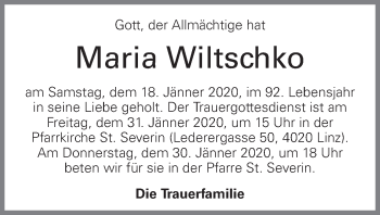 Traueranzeige von Maria Wiltschko von OÖNachrichten