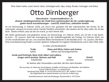 Traueranzeige von Otto Dirnberger von OÖNachrichten