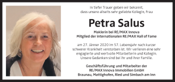 Traueranzeige von Petra Salus von OÖNachrichten