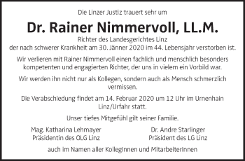 Traueranzeige von Rainer Nimmervoll von OÖNachrichten