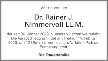 Traueranzeige von Rainer J. Nimmervoll von OÖNachrichten