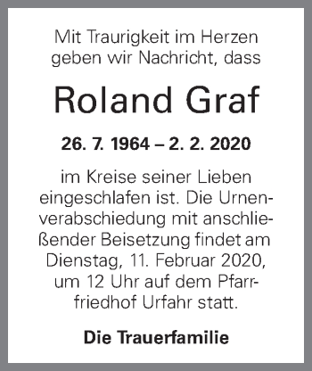 Traueranzeige von Roland Graf von OÖNachrichten