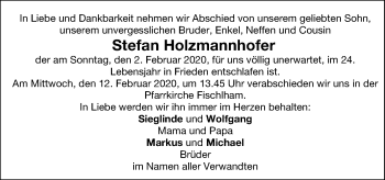 Traueranzeige von Stefan Holzmannhofer von OÖNachrichten