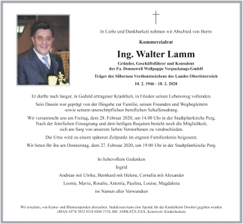 Traueranzeige von Walter Lamm von OÖNachrichten