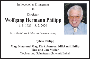Traueranzeige von Wolfgang Hermann Philipp von OÖNachrichten