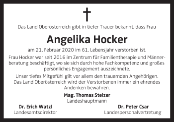 Traueranzeige von Angelika Hocker von OÖNachrichten