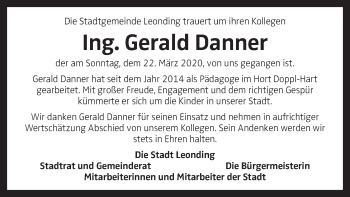 Traueranzeige von Gerald Danner von OÖNachrichten