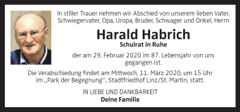 Traueranzeige von Harald Habrich von OÖNachrichten