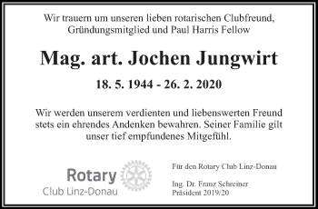 Traueranzeige von Jochen Jungwirt von OÖNachrichten