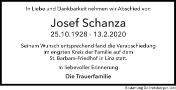 Traueranzeige von Josef Schanza von OÖNachrichten