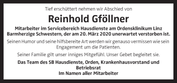 Traueranzeige von Reinhold Gföllner von OÖNachrichten