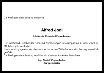 Traueranzeige von Alfred Jodl von OÖNachrichten