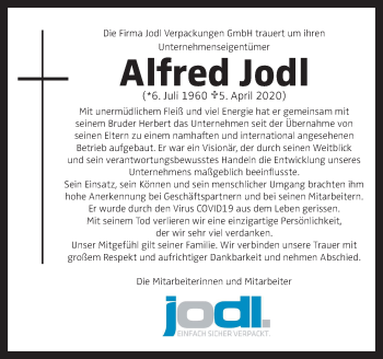Traueranzeige von Alfred Jodl von OÖNachrichten