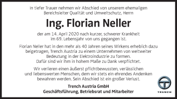 Traueranzeige von Florian Neller von OÖNachrichten